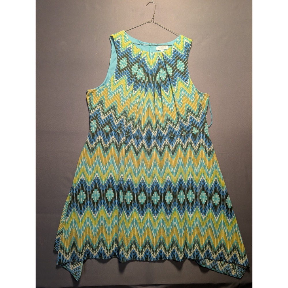 Sabrina Collective A Line Dress Womens 5X Multicolor Geometric Lined Back Zip